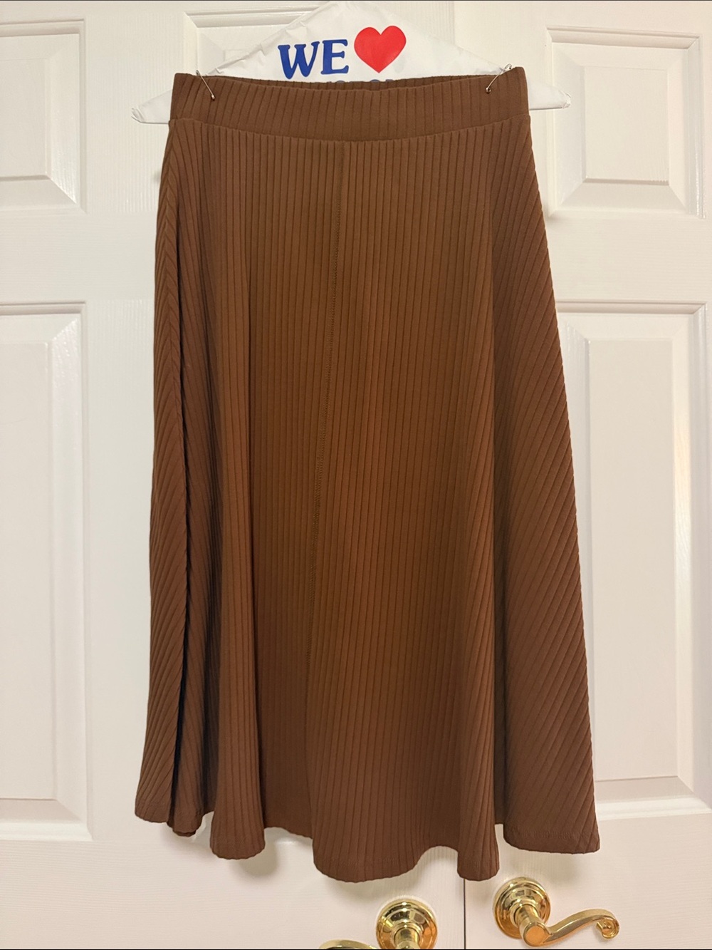 Lush Brown Ribbed A-Line Skirt Set